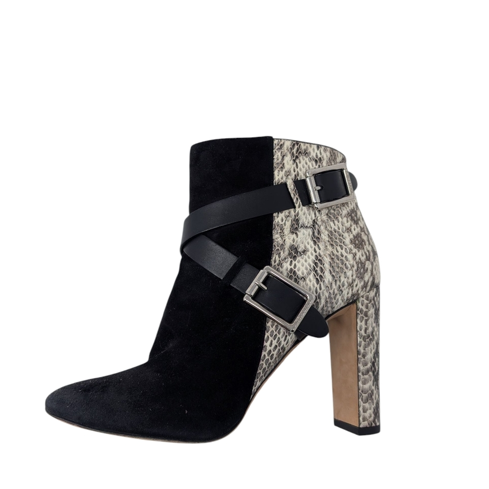 Jimmy Choo Dee Snake Skin & Suede Boot With Silver Buckles